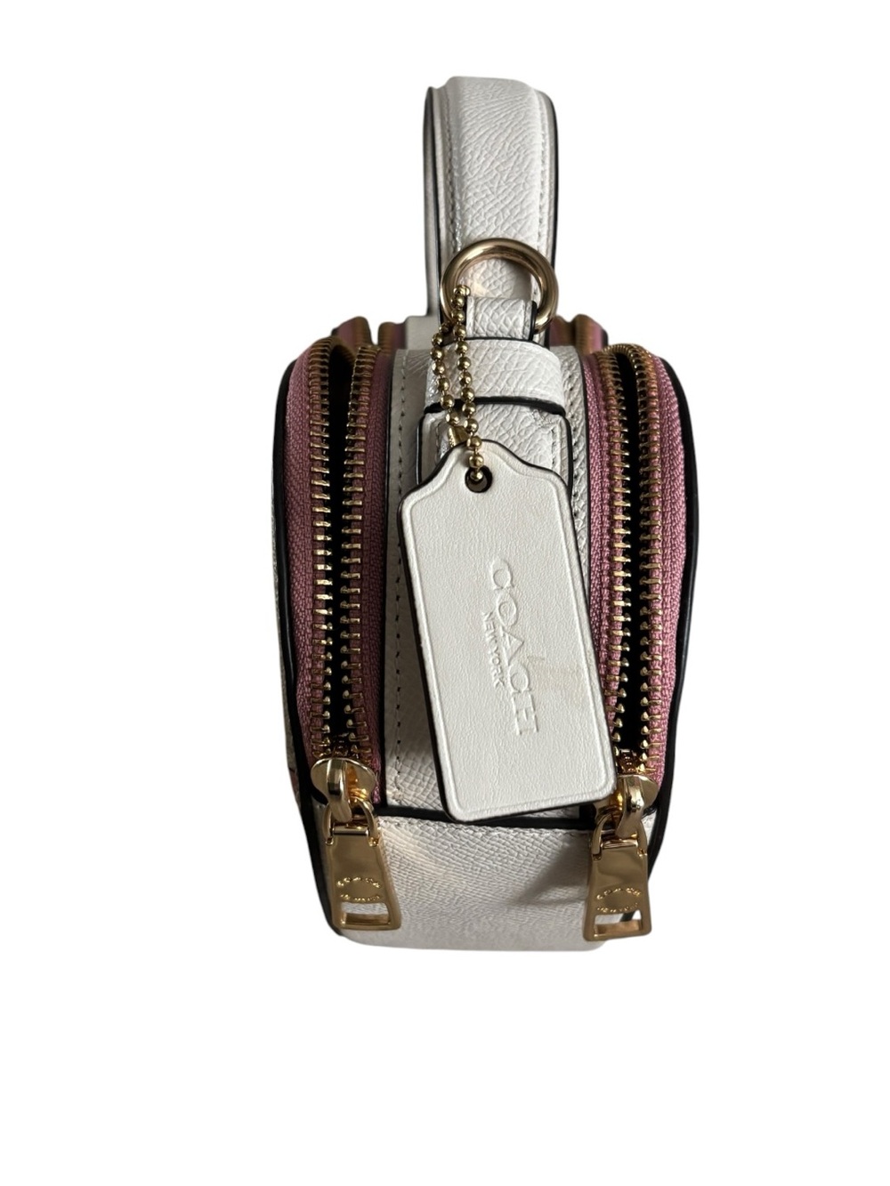 Coach Pink Cherry Print Beige Heart Crossbody - Picture 5 of 13